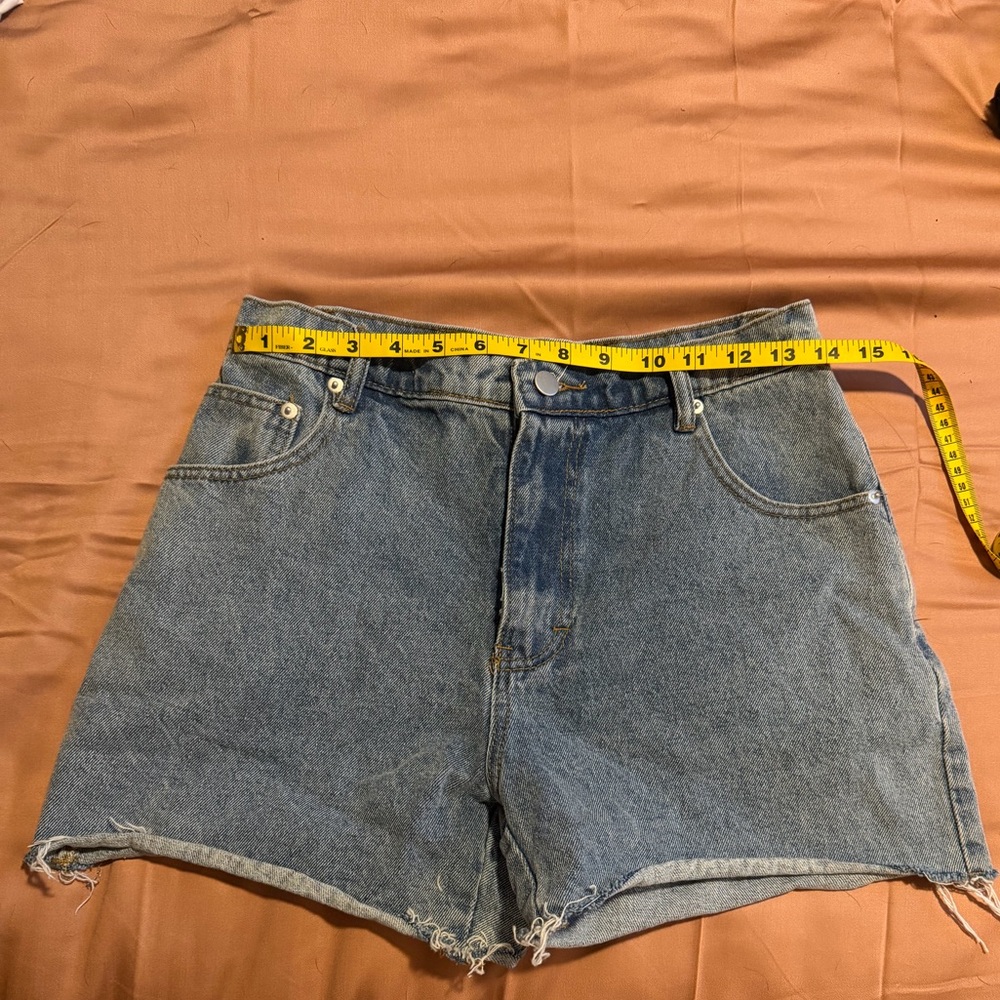 emory park Blue Denim Jean Shorts with Raw Hem